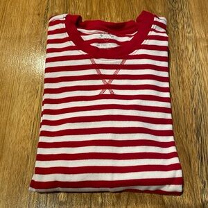 Grown-ups Organic Long Sleeve PJ Top, Candy Cane Stripes (Unisex Fit)